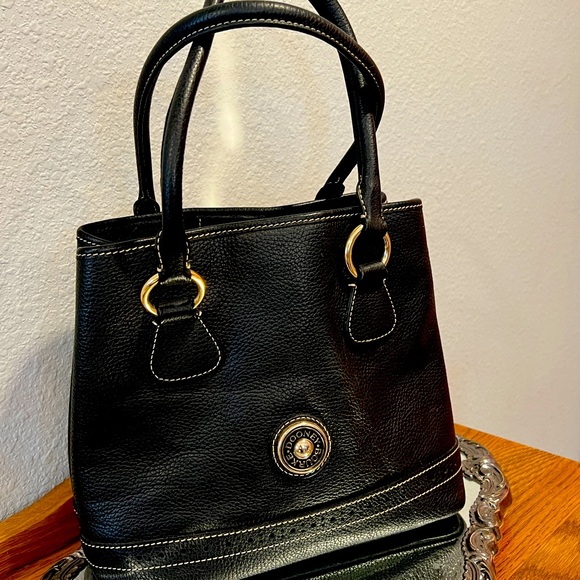 Dooney & Bourke black pebble leather medium satchel. Vintage and rare. - Picture 3 of 9